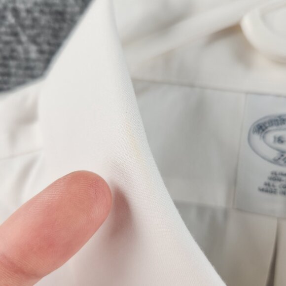 Brooks Brothers 16 34/35 Non-Iron All Cotton Point Slim White Long Sleeve Preppy - Picture 9 of 16